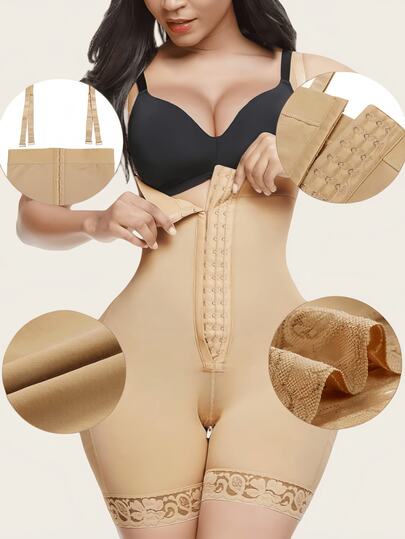 1 件女士塑身衣，收腹塑身衣，压缩短裤，带拉链裆部的塑身衣，紧致腰部和提臀塑身裤，适合各种场合