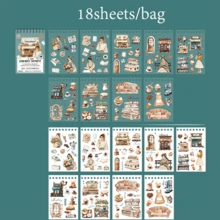 18 coli/Cărți cu stickere, Seria Leisurely Moment, Autocolante cu tematică retro casual pentru copt, Rechizite pentru albume, Caiete decorative, Rame foto, Huse de telefon, Pahare de apă, Reviste de gunoi, Cutii de papetărie, Autocolante personalizate DIY, Rechizite școlare, Înapoi la școală - Multicolor - Vizualizare 13