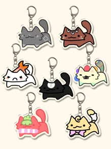 1pc/7pcs Back To School Dandy'S World Cat Funny Meme Video Game Theme Key Charm - The Ideal Cute Cartoon Image Bag Charm For Young And Adult Gamers Alike. Acrylic Keychain Ideal For Boyfriends, Girlfriends, Family Members, Teachers, Party Gifts, And Nursing Students.. Car Accessories Goth Y2k - Multicolor - View 9