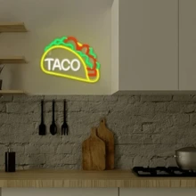 1 Pc 14.96x 9.84in Neon Light Taco Text And Pattern Multicolor Wall Sign Decoration For Restaurant Bar Party Home Festival Atmosphere LED Night Light Hanging Decor For Kitchen Cafe Shop Event Celebration - Multicolor 2 - View 12