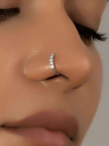 2 peças elegantes e luxuosas de cobre em forma de U com diamantes falsos, piercing de nariz falso multifuncional, adequado para mulheres, para uso diário e festivo, adequado para o Ramadã, acessório para todas as estações