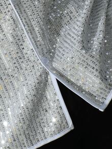 时尚男士闪光短袖衬衫，时尚派对街头服饰 - 白色 - 查看 9