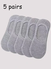 1/5/15 Pares de Meias Invisíveis de Corte Baixo Femininas de Cor Sólida, Adequadas para Primavera e Verão