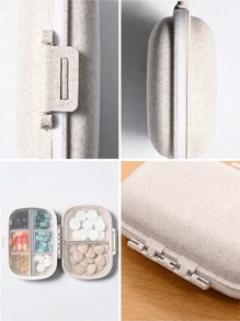 1 caixa de comprimidos portátil, mini caixa de remédios de viagem com 8 compartimentos, recipiente selado de silicone à prova d'água para óleo de peixe, lecitina, espirulina, celulose, melatonina, ginkgo biloba e outros suplementos, bandagens de primeiros socorros, pó hemostático, adequado para viagens, exploração, acampamento, piquenique