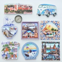 1pc Birthday Gift, Festival Gift, Spain Fridge Magnet, Granada Landscape Fridge Magnet, Seville Landscape Fridge Magnet, Alicante Landscape Fridge Magnet, Valencia Fridge Magnet, Spain Landscape Fridge Magnet, Photo Fridge Magnet, Spain Style Home Decor, Greece Landscape Fridge Magnet, Greece Seascape Fridge Magnet, Seascape Fridge Magnet, Blue Fridge Magnet, Blue Home Decor - Multicolor - View 2
