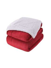 Comfortable And Soft Blanket In Various Sizes And Colors - Simulates Sheep's Wool - 紅色 - 查看 2