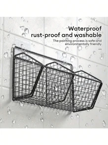 1pc,Piece Wall Mounted Kitchen Storage Basket - Multi-Functional Rack Organizer For Vegetables, Garlic, Onions - Metal Shelf Case - Suitable For Small Kitchen And Bathroom Storage, No Battery Required, Made Of Other Materials