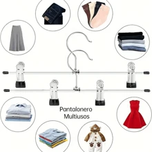 10pcs Metal Pants Hangers With Adjustable Clips, Non-Slip Multipurpose Organizer, Space-Saving, Suitable For Pants, Skirts, Jeans, Coats, Wardrobe And Retail Display