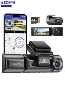 AZDOME M550 Pro 4K Dash Cam With Built-In GPS & WiFi | 3.19" Screen, Night Vision, Parking Mode, Includes 64GB Card - 黑色 - 查看 1