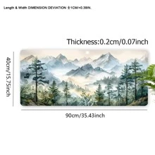 Snow Mountain Mouse Pad Aesthetic Art Desk Mat 35.4x15.7 Inch Desk Accessories Rubber Base With Stitched Edge Non-Slip Keyboard Pad For Office Home Computer As Gifts For Men Women Friends Birthdays Christmas