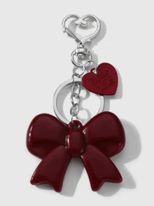 可爱勃艮第红色大蝴蝶结亚克力吊坠 Y2K 时尚甜美情书汽车钥匙扣包包饰品礼物女孩蝴蝶结夏季伴娘礼物 - 彩色 - 查看 5