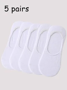 1/5/15 Pares de Meias Invisíveis de Corte Baixo Femininas de Cor Sólida, Adequadas para Primavera e Verão