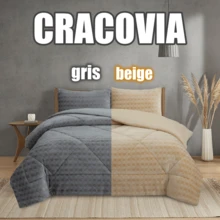 NOVOTEXTIL 超厚夏爾巴冬季羽絨被 560 克/平方米 - 絲滑、中空纖維和夏爾巴（羊皮效果）。 1 或 2 個墊套 (50x70) - ✅ 24/72 小時送貨至西班牙全境 - Cracovia 米色，床 180 - 180x260