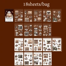 18 coli/Cărți cu stickere, Seria Leisurely Moment, Autocolante cu tematică retro casual pentru copt, Rechizite pentru albume, Caiete decorative, Rame foto, Huse de telefon, Pahare de apă, Reviste de gunoi, Cutii de papetărie, Autocolante personalizate DIY, Rechizite școlare, Înapoi la școală - Multicolor - Vizualizare 15
