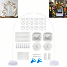 1 Set Multi-Functional Wedding Arch Frame - Sturdy Water-Fillable Base, No Electricity Required, Easy Assembly, Adjustable Height, Balloon Column Stand Kit, For Indoor Wedding, Anniversary, Birthday, Christmas, Thanksgiving, New Year Party And Event Decoration - White - View 11