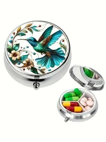 Set Of 1 Soft Hummingbird Shaped Pill Case, 1 Triple Compartment Pill Box, 1 Mini Pill Case, 1 Wallet Pill Case, 1 Portable Pill Box, 1 Pocket Or Wallet Pill Container, 1 Decorative Metal Vitamin Case, 1 Unique Travel Gift