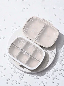 1 caixa de comprimidos portátil, mini caixa de remédios de viagem com 8 compartimentos, recipiente selado de silicone à prova d'água para óleo de peixe, lecitina, espirulina, celulose, melatonina, ginkgo biloba e outros suplementos, bandagens de primeiros socorros, pó hemostático, adequado para viagens, exploração, acampamento, piquenique