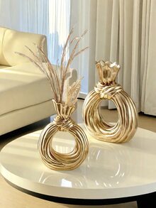 1pc Modern And Simple Round Circle Knot Shaped Resin Flower Vase, Home Tabletop Decoration Vase For Flowers And Plants Cultivation, Suitable For Home, Hotel, Restaurant Tabletop And Entrance Decoration And Hydroponics, Can Be Used All Year Round.