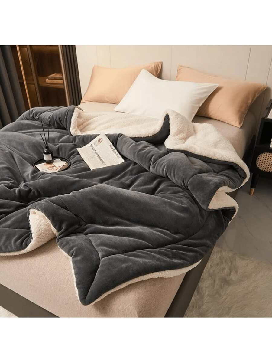 Comfortable And Soft Blanket In Various Sizes And Colors - Simulates Sheep's Wool - Gris - Ver 1