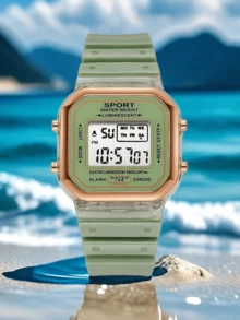1pc Fashionable Women's Electronic Watch, Multifunctional Sports Watch For Students, Rose Gold Frame, Suitable For Daily Use, Birthday Gift - White - View 13