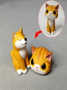 1pc "Who Am I?" Transformable Cat Doll, Funny Cat Desk Decor, Animal Plush Toy, Home Decoration, Cake Decoration
