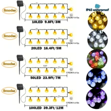 1 个太阳能 LED 水晶球灯串，8 个功能按钮控制，10/20/50/100 LED 水晶球仙女吊灯，户外 IP65 防水，适用于庭院、花园、门廊、阳台、派对装饰、婚礼、圣诞节、万圣节、露营、节日庆典 - 多色 - 查看 3