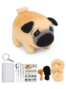 1 套初学者羊毛毡 Poke Fun DIY 套件、狗系列羊毛材料包、手工羊毛毛绒娃娃吊坠，附基本配件和教程 - 彩色 - 查看 1