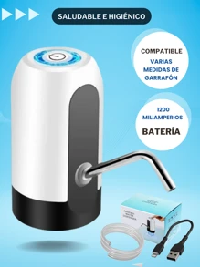 Dispensador de Agua Batería Carga Rápida USB Recargable 100% Automático Luz Indicadora de Encendido de Plástico 5 V Ligero para Garrafón de Varios Tamaño Diseño Ergonómico para Agua Potable Higiénico Seguro de Acero Inoxidable Portátil Fácil de Instalar Más de 5,000 Horas de Uso