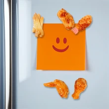 1 طقم /5 قطع من الديكور الزخرفي المقلد للطعام - ساق دجاج, جناح دجاج, بطاطس مقلية, ديكور مطبخ مغناطيس ثلاجة