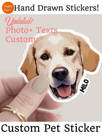 1/6pcs Customized Pet Stickers, Customized Dog Stickers, Customized Cat Stickers, Water Bottle Stickers, Gift For Dog Mom, Wedding Gift, Christmas Gift, Customized Photo Pet Stickers, Customized Name Stickers, Personalized Pet Photo Dog Cat Name Stickers, Die-Cut Customizable Waterproof Vinyl Stickers, Suitable For Laptop, Water Bottle, Phone Case And Other Product Decoration Stickers, Creative Gift For Her, Him, Adults