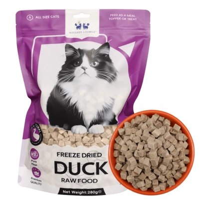 Whisker Lounge London Freeze-Dried Chicken Cat Snacks, Duck Cat Snacks, Pure Chicken Snacks And Pure Duck Snacks, High Protein, No Added Preservatives, 0 Grains, 0 Starch, 0 Pigments, Etc., 280g Large Package, Can Be Used As Cat Training Rewards, Interactive Rewards