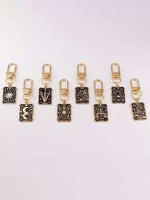 1 pieza Llavero con colgante de Tarot en dorado y negro, decoración de llavero de estilo gótico creativo, colgante de bolso, regalo perfecto para amigos, accesorio decorativo de bolso, regalo de San Valentín, accesorio de coche, dije de bolso, cordón para mochila escolar con soporte para identificación, accesorios de coche, dijes de bolso - Multicolor - Ver 2