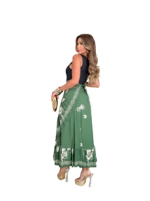 Saia Feminina Envelope Estampada - Verde - Visão 4
