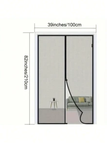 1 pieza Cortina de puerta de pantalla magnética, cortina de mosquitera para balcón, dormitorio, fácil de instalar sin taladrar, apta para mascotas y niños, para uso en verano