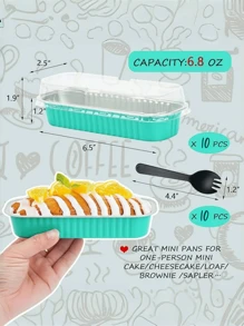 50pcs Mini Loaf Pans With Lids And Fork Spoons Rectangle Individual Cake Pans Aluminum Foil Pans For Large Gatherings Picnics Vacations Parties