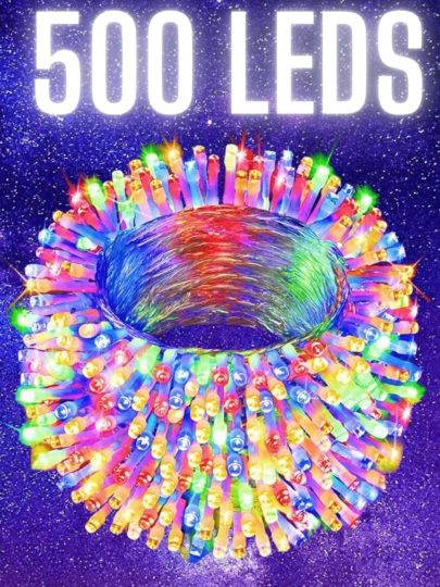 Serie de Luces Navideñas con 500 LEDs de 25 Metros Árbol de Navidad 8 Modos de Iluminación Decoración Navideña Eficiencia Energética Focos Deslumbrante Ideal para Guirnalda Acompañante de Esferas Navideñas Brillo Intenso junto al Árbol de Navidad Impermeable