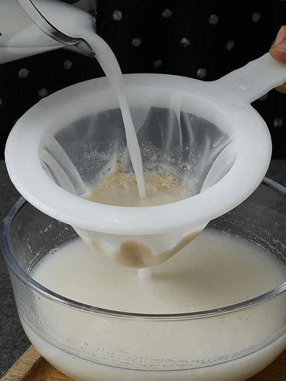 1 pieza Filtro de malla para residuos de café/leche de soja, colador de malla para exprimidor doméstico, red de separación de residuos, útiles escolares, perfecto para colar leche de almendras, leche de coco y caldo, accesorio de cocina conveniente para chefs en el hogar, diseño apto para lavavajillas para una limpieza fácil, filtro de malla fina confiable para resultados suaves, herramienta esencial para cocina y repostería vegana.