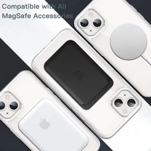 Coque magnétique pour iPhone 16/15/14/13/12, iPhone 11, Samsung Galaxy S24/S24Plus/S24ULTRA, compatible avec la charge sans fil MagSafe, coque antichoc et dos transparent anti-rayures (transparent)