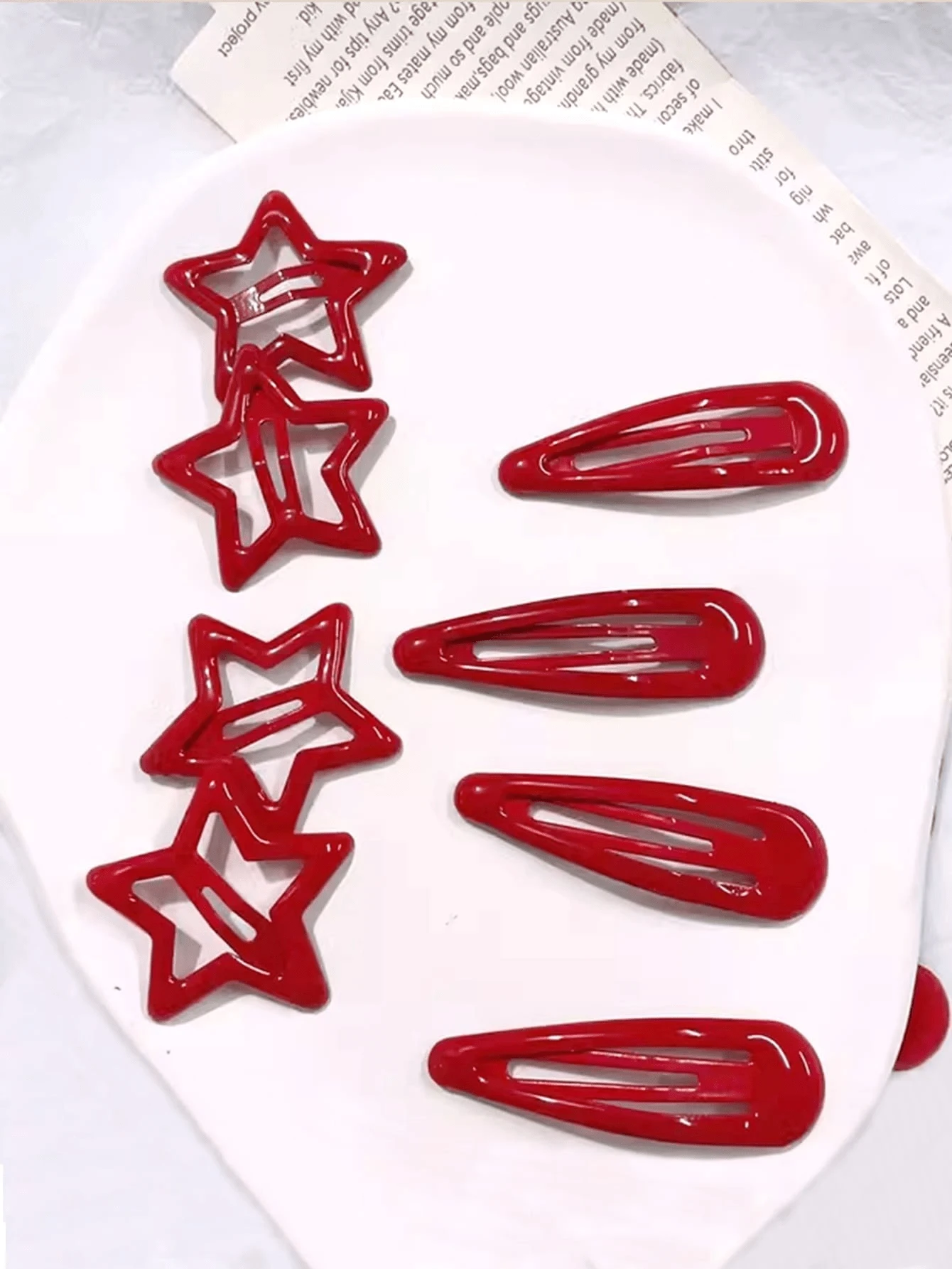 8pcs Metallic Feeling Sweet & Punk Five-Pointed Star & Teardrop Hair Clips, Minimalist Versatile Y2K Style - Multicolor - View 1