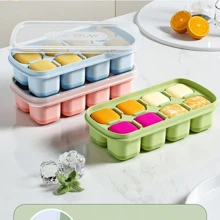 Stackable Silicone Ice Tray With Cover-Easy To Demould 8-Cell Ice Mold Set, LFGB Certified, Spill-Proof For Cocktails, Safe To Freeze. Ice Cube Tray Ice Cube Ice Cube Squishy Ice Cube Mold Ice Cube Mould