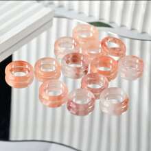 1Pc Natural Peach Gemstone Ring, Ring, Ring, Finger, Quartz Crystal Pink Gemstone Ring, High-End Fashion Ring, Fortune, Luck, Fashion Men's And Women's Jewelry, Couple Rings, Engagement Rings, Family Gifts, Christmas And Various Holiday Party Gift Rings, Crystal Gifts (Random Gift Box)