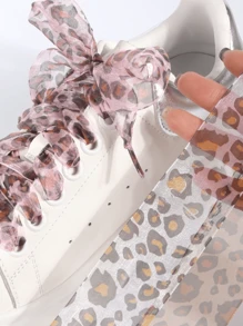 1 Pair/2pcs 1in/1.6in Wide 47.2in Long Leopard Print Shoelaces, Suitable For Sneakers, Boots And Various Clothing DIY Decoration