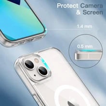 Coque magnétique pour iPhone 16/15/14/13/12, iPhone 11, Samsung Galaxy S24/S24Plus/S24ULTRA, compatible avec la charge sans fil MagSafe, coque antichoc et dos transparent anti-rayures (transparent)