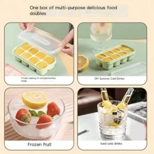 Stackable Silicone Ice Tray With Cover-Easy To Demould 8-Cell Ice Mold Set, LFGB Certified, Spill-Proof For Cocktails, Safe To Freeze. Ice Cube Tray Ice Cube Ice Cube Squishy Ice Cube Mold Ice Cube Mould