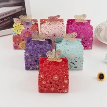 Hollow Flower Wedding Candy Box, Wedding Decorations, Wedding Supplies, Gift Bags, Wedding Candy Box, High-End Wedding Candy Box, Small Gift Packaging Box, Pink, Red, Purple, Blue