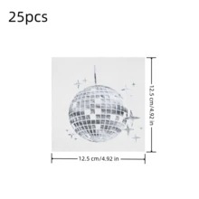 迪斯科派对鸡尾酒餐巾时尚一次性 70 年代 80 年代 90 年代派对用品鸡尾酒餐巾派对餐巾纸餐巾适用于订婚生日毕业典礼婴儿淋浴用品（银色，25 包）