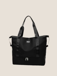 Fashionable Weekend Travel Duffel Bag, Sports Gym Fitness Bag With Wet & Dry Compartments, Shoe Compartment, Lightweight Foldable Waterproof Weekender Bag, Suit For Camping, Swimming, Beach, Dance, Yoga Graduation - Black - View 3