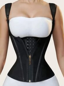 1 Pieza Faja ajustable con cierre de cremallera y correa, entrenador de cintura de látex para mujer, colombiana, control de abdomen, adelgazador, antideslizante, 3 ganchos, apto para uso diario
