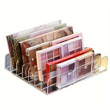 1pc Transparent Plastic Makeup Storage Organizer Tray, With 7 Compartments For Eyeshadow Palette, Makeup Cosmetics Storage Box For Room, Home, Bedroom, Bathroom Decor, Pink Room, Living Room Accessories, Travel Essentials, Gift Box Back To School