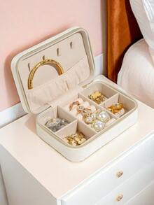 1 件天鹅绒拉链首饰盒，大容量珠宝收纳盒，带 2 个可拆卸隔层，耳环戒指项链手链收纳盒。适合作为送给女友、朋友、女孩、母亲节的礼物，阳光旅行凉爽